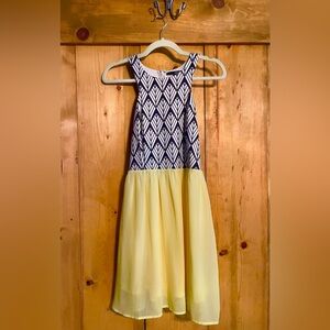 Lulu's Black and pastel yellow chiffon Halter Sundress Midi